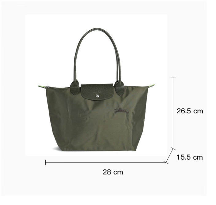 商品Longchamp|【SAvenue】LONGCHAMP 珑骧  环保帆布长柄大容量饺子手提单肩包 中号长柄 女款 森林绿色(提示：保税仓货品一人不可超过5单) 3597922092185（2605919479-22S）,价格¥626,第7张图片详细描述
