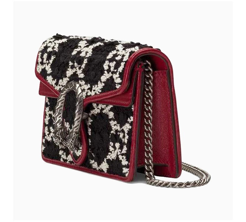 商品[国内直发] Gucci|GUCCI 古驰 女士黑色和红色迷你链条包 476432-HS8AN-1164,价格¥7972,第5张图片详细描述