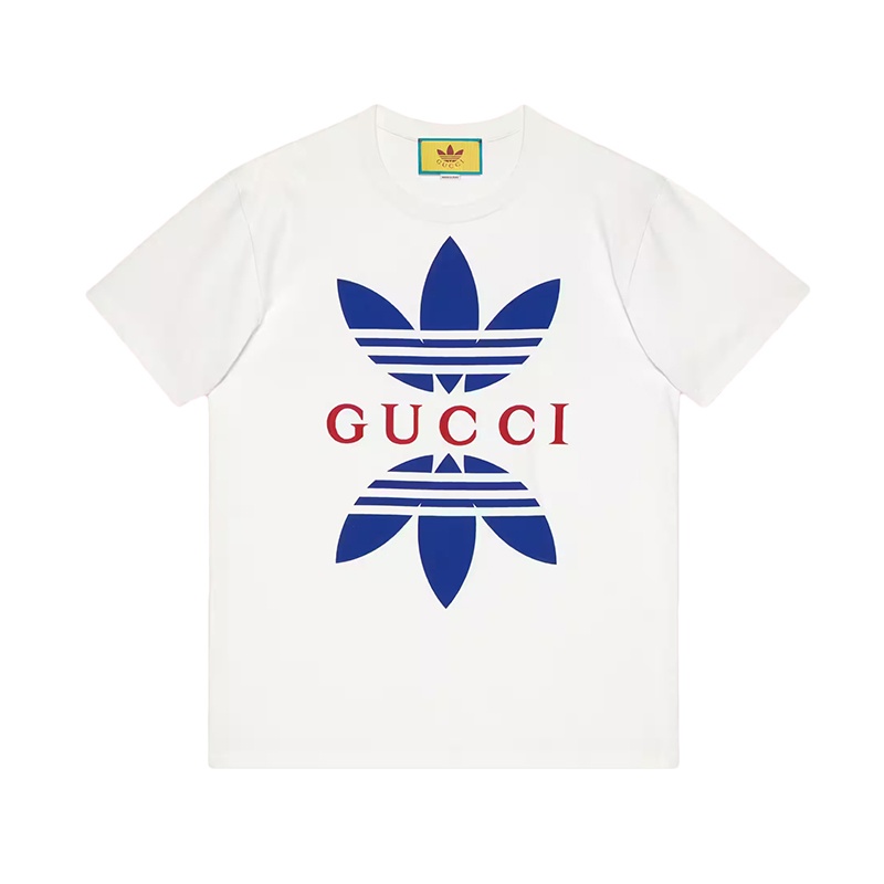 商品Gucci|【包税】GUCCI/古驰 22年秋冬新款 adidas联名系列 男士白色纯棉Logo印花短袖T恤548334XJEMJ9280,价格¥4356,第2张图片详细描述