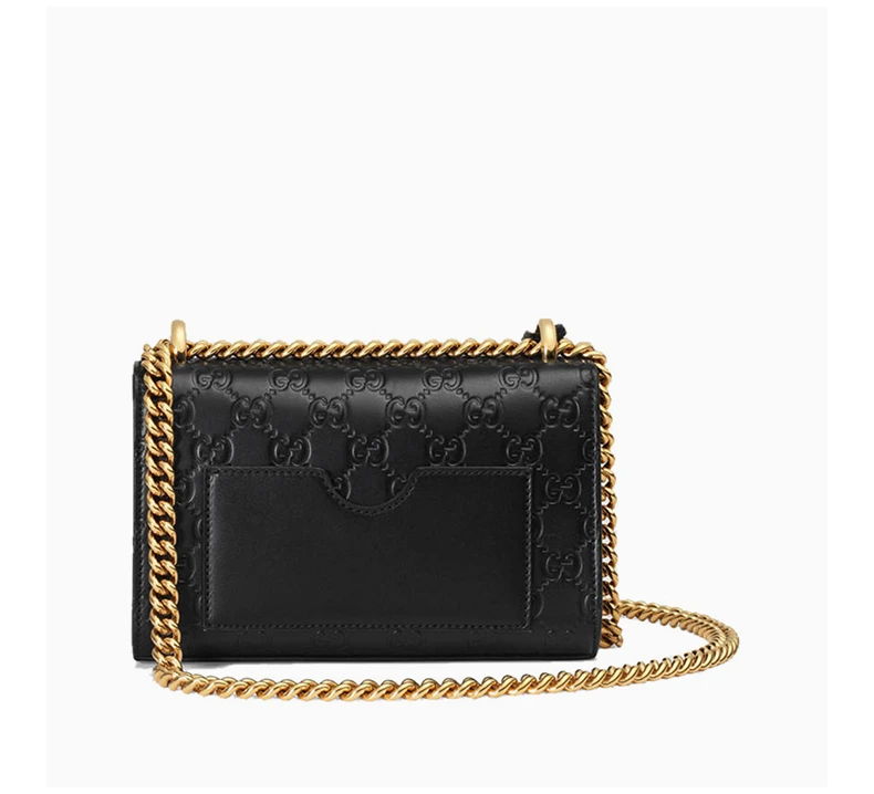 商品[国内直发] Gucci|【王子文同款】GUCCI 古驰 女士黑色Padlock系列小号Gucci Signature皮革肩背包 409487-CWC1G-1000,价格¥17033,第4张图片详细描述