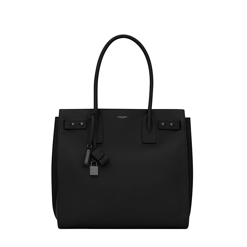 商品Yves Saint Laurent|SAINT LAURENT PARIS/圣罗兰 YSL 22春夏新款SAC DE JOUR系列 男士黑色粒面皮革黑扣黑锁竖款单肩手提包,价格¥17926,第2张图片详细描述