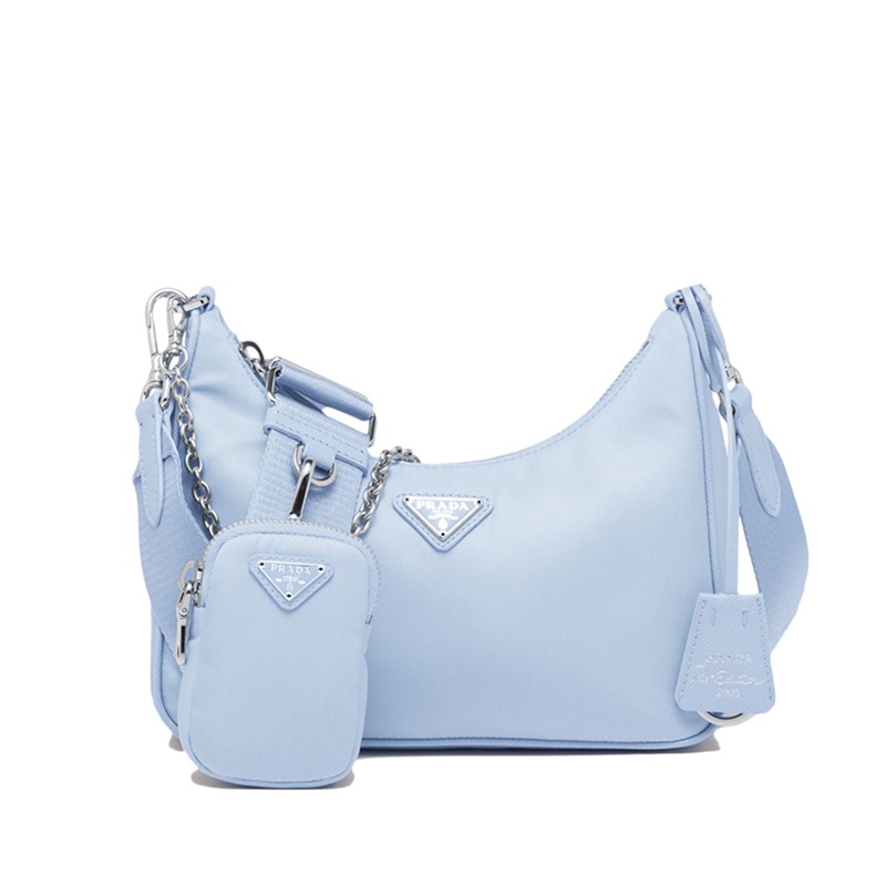 商品Prada|PRADA/普拉达 22新款Re-Edition 2005系列 女士淡蓝色再生尼龙三合一单肩斜挎手提腋下包流浪包,价格¥13838,第2张图片详细描述