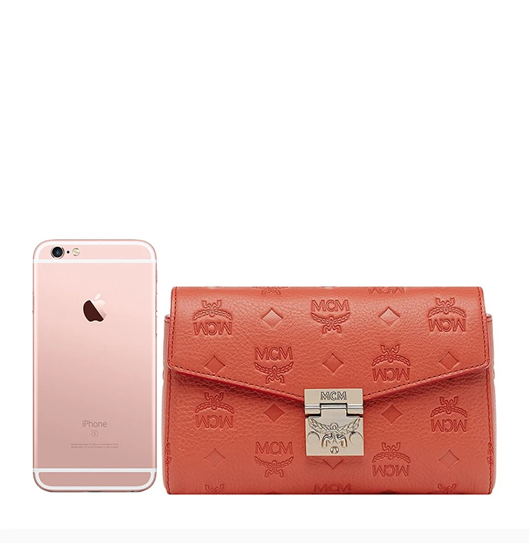 商品MCM|MCM 女士橘色字母印花链条包 MYZ8AME11PW,价格¥3085,第3张图片详细描述
