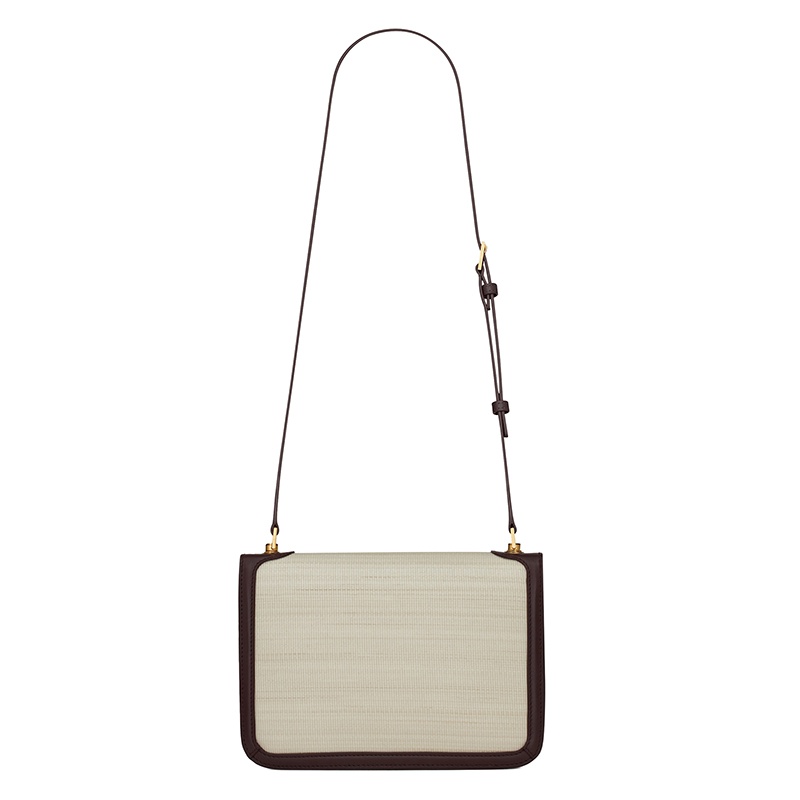 商品Yves Saint Laurent|SAINT-LAURENT PARIS/圣罗兰 YSL 2021秋冬新款 CARRÉ系列 女士象牙白色/军团红马毛织物小牛皮饰边翻盖金色搭扣单肩手提斜挎包,价格¥18941,第3张图片详细描述