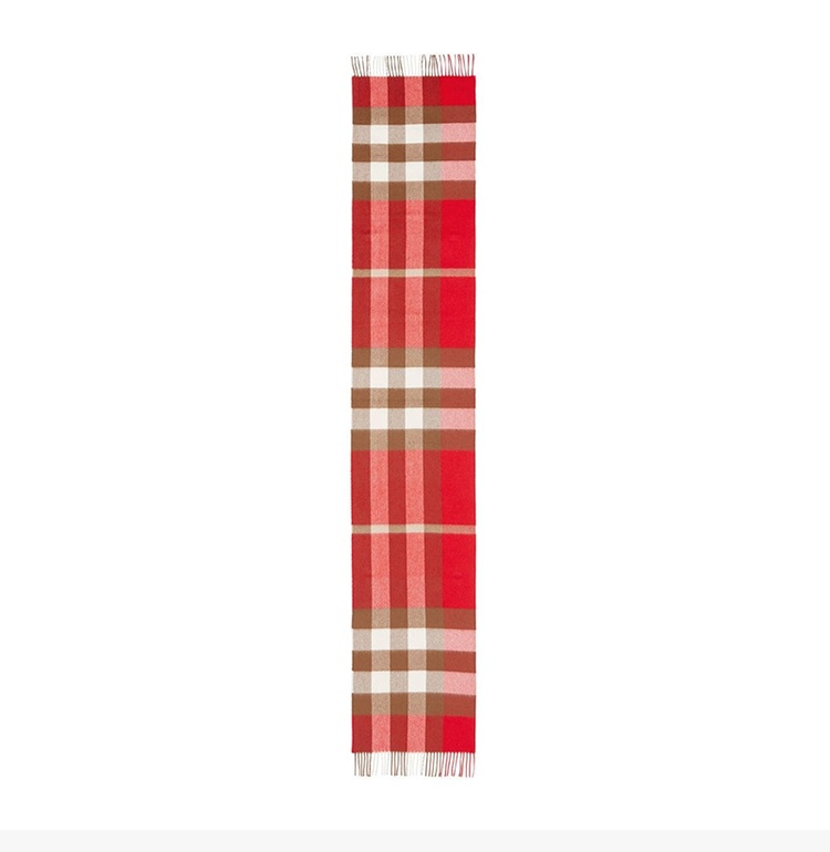 商品[国内直发] Burberry|Burberry 巴宝莉 女士红色羊绒围巾 8022348-红色,价格¥3572,第5张图片详细描述