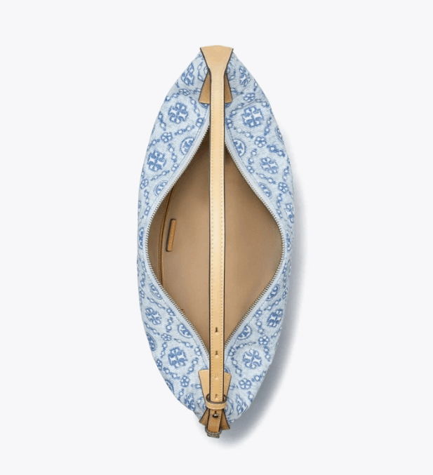 商品Tory Burch|汤丽柏琦T Monogram  撞色压花女士单肩新月包（香港仓发货）,价格¥4476,第10张图片详细描述