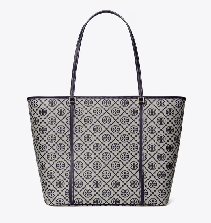 商品Tory Burch|汤丽伯奇女士T MONOGRAM拉链开合托特包单肩包子母包大号（香港仓发货）,价格¥2802,第1张图片详细描述