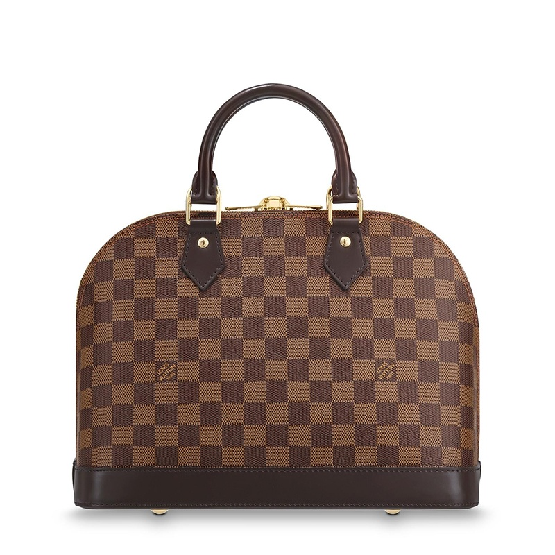 商品Louis Vuitton|预售10天 Louis Vuitton/路易威登 经典款ALMA系列 女士小号乌木色棋盘格帆布皮革修边金扣金锁配可拆卸肩带单肩斜跨手提包N53151,价格¥14396,第4张图片详细描述