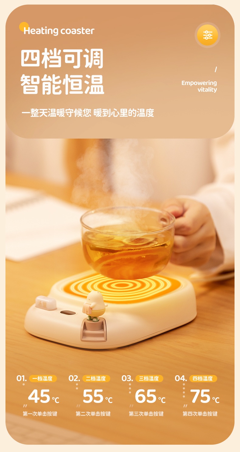 商品[国内直发] GLENVINTEN|格岚云顿新款萌宠汤屋恒温暖暖杯暖杯垫养生杯垫加热杯办公室神器恒温保温碟,价格¥185,第5张图片详细描述