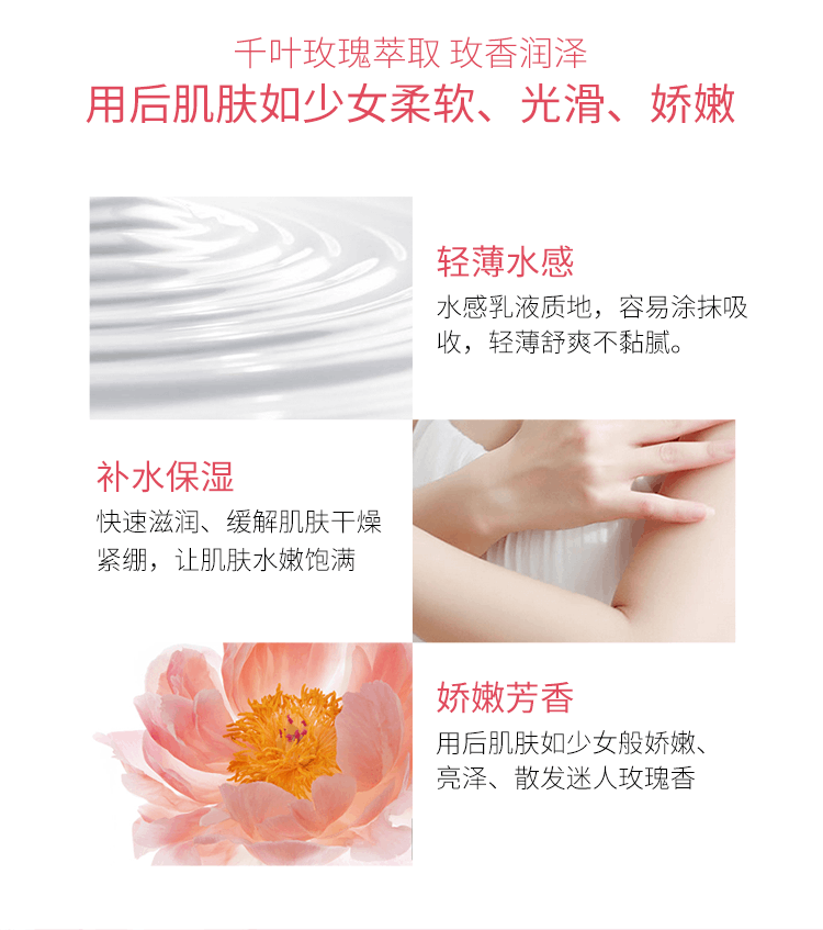 商品L'Occitane|欧舒丹玫瑰身体乳液250ml 身体润肤乳柔肤乳 滋润保湿,价格¥213,第3张图片详细描述