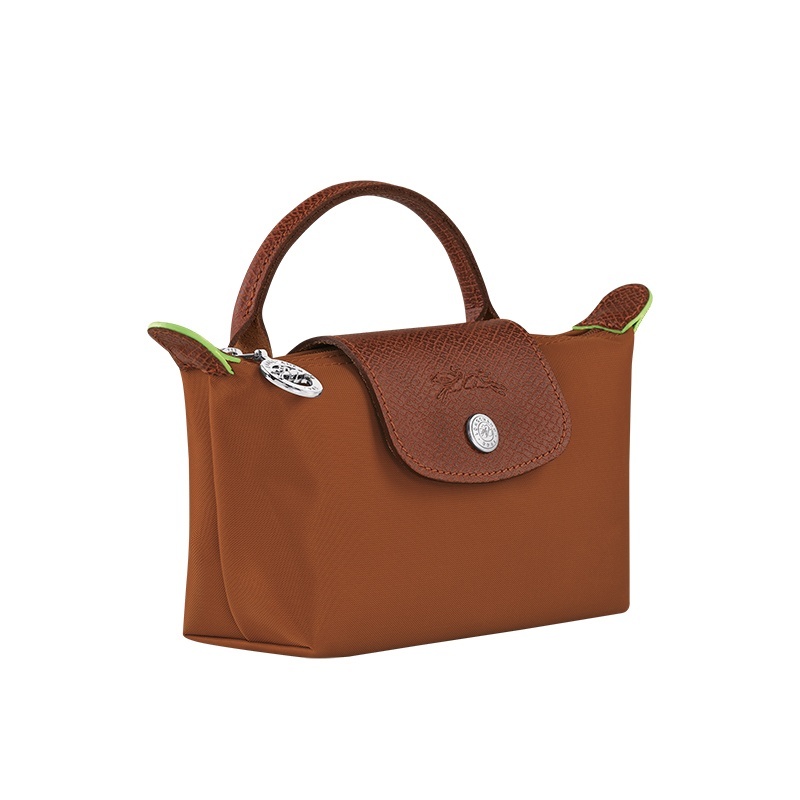 商品Longchamp|现货LONGCHAMP/珑骧 女士灰色帆布银色五金按扣拉链开合手提化妆包,价格¥675,第9张图片详细描述