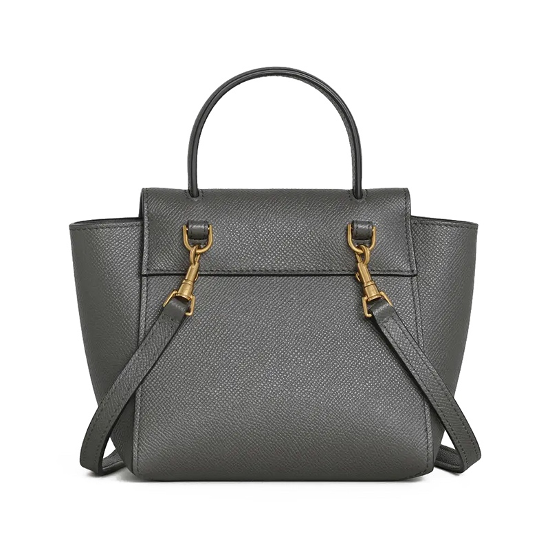 商品Celine|CELINE/赛琳 2020新款BELT PICO系列 灰色荔枝纹小牛皮手提单肩金扣PICO鲶鱼包194263ZVA.10DC,价格¥13471,第4张图片详细描述