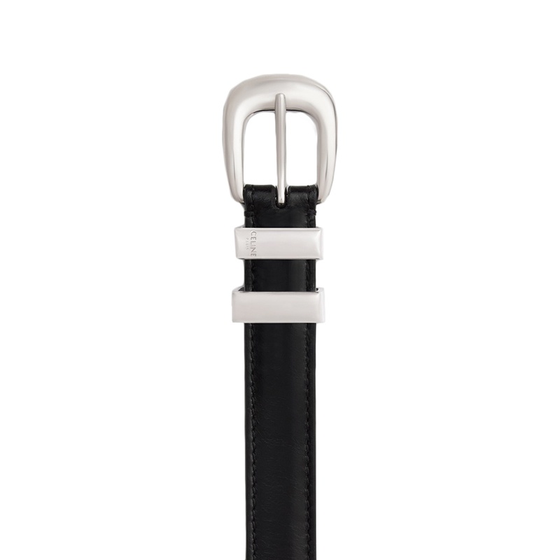 商品Celine|赛琳23新款 女黑色小号光滑牛皮革银扣腰带1.8cm,价格¥3551,第2张图片详细描述