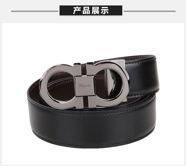 商品Salvatore Ferragamo|Salvatore Ferragamo 菲拉格慕 Gancio系列男士黑色皮革腰带 67-9535-0644557【包装随机，部分无包装盒】,价格¥2665,第5张图片详细描述