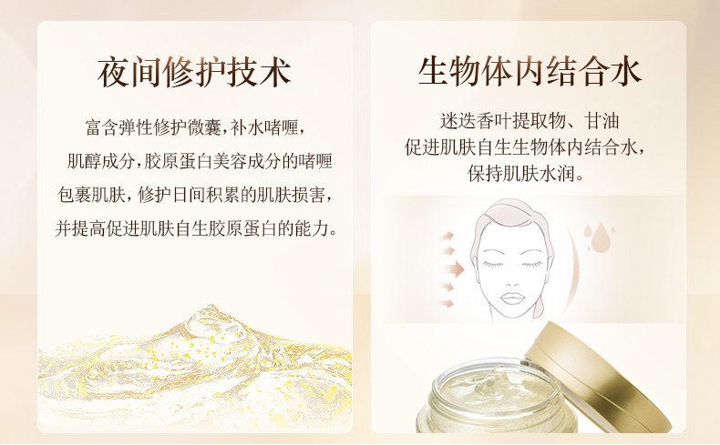 商品ELIXIR|怡丽丝尔 优悦活颜弹润睡眠面膜/纯肌净白美白涂抹睡眠面膜 基本款樱花款 105g 美肌微粒修护肌肤,价格¥225,第6张图片详细描述