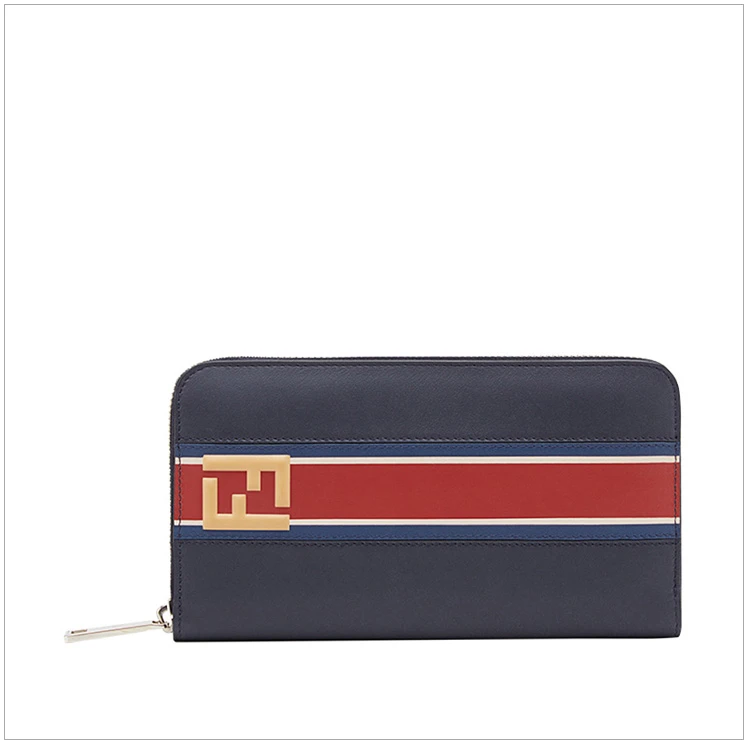 商品Fendi|Fendi 芬迪 男士深蓝色配红色印花小牛皮钱包 7M0210-A1R2-F0R5Y,价格¥3308,第4张图片详细描述