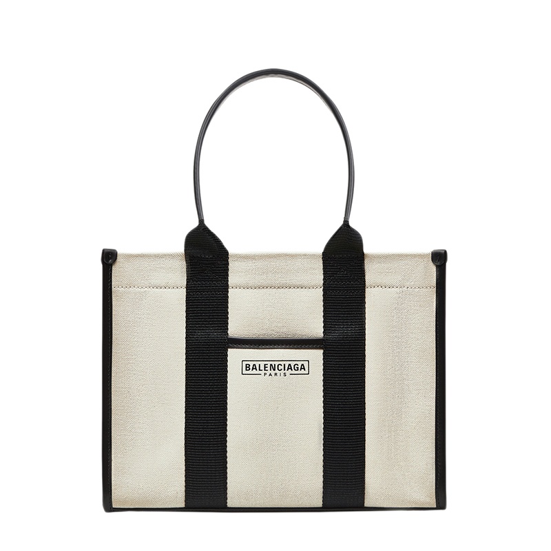 商品Balenciaga|Balenciaga/巴黎世家 春夏新款 HARDWARE系列 女士小号浅米色/黑色棉质帆布徽标金属肩带手提斜挎单肩包6714022HHAM9260,价格¥7659,第2张图片详细描述