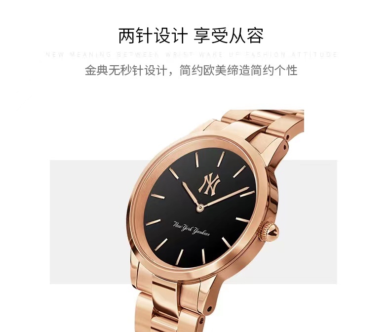 商品[国内直发] MLB|欧美时尚防水石英表金色钢表带男女手表MLB-TP013,价格¥517,第2张图片详细描述
