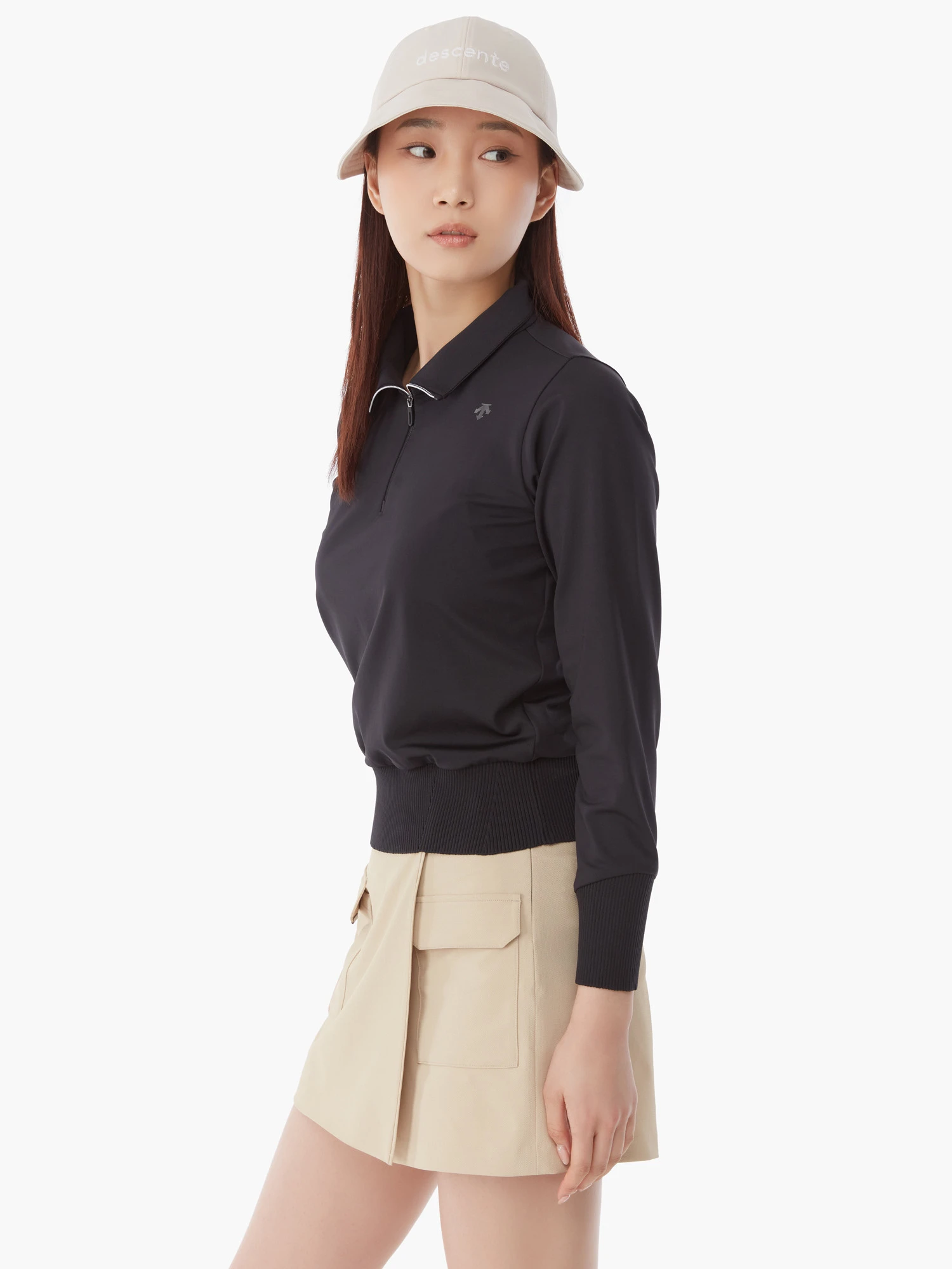 商品【预售商�品15天发货】 DESCENTE|GOLF女性高领半拉链长袖T恤适合层搭 DP12WFTL24-LBLG,价格¥1025,第7张图片详细描述