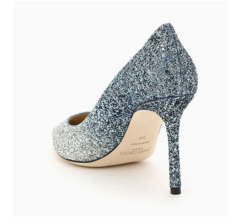 商品Jimmy Choo|JIMMY CHOO 女士闪光蓝色渐变高跟鞋 ROMY85-VXB-SILVER-DUSKBLUE,价格¥2990,第5张图片详细描述