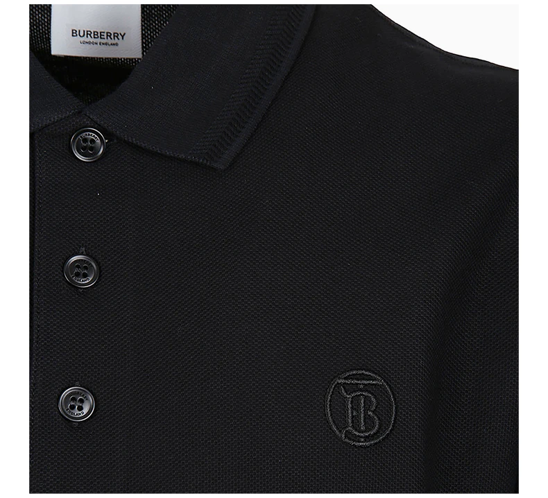 商品[国内直发] Burberry|BURBERRY 男士黑色棉质短袖POLO衫 8055228,价格¥2802,第6张图片详细描述