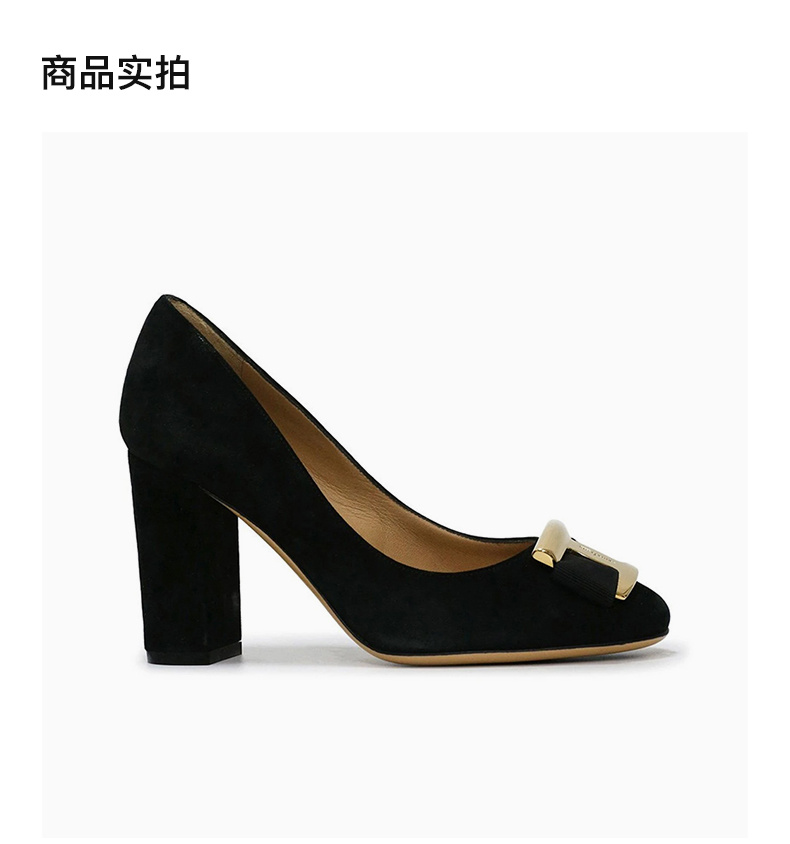 商品[国内直发] Salvatore Ferragamo|SALVATORE FERRAGAMO 女士黑色高跟鞋 0597707,价格¥3391,第4张图片详细描述