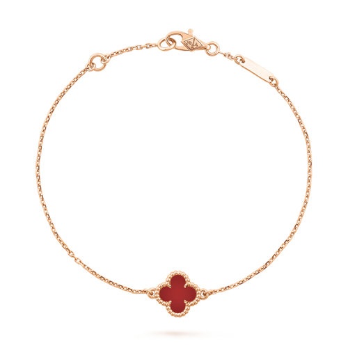 商品Van Cleef & Arpels| Van Cleef & Arpels/梵克雅宝 经典款Sweet Alhambra®系列 18K金玫瑰金镶嵌红玉髓四叶草手链 VCARN59K00,价格¥13044,第3张图片详细描述