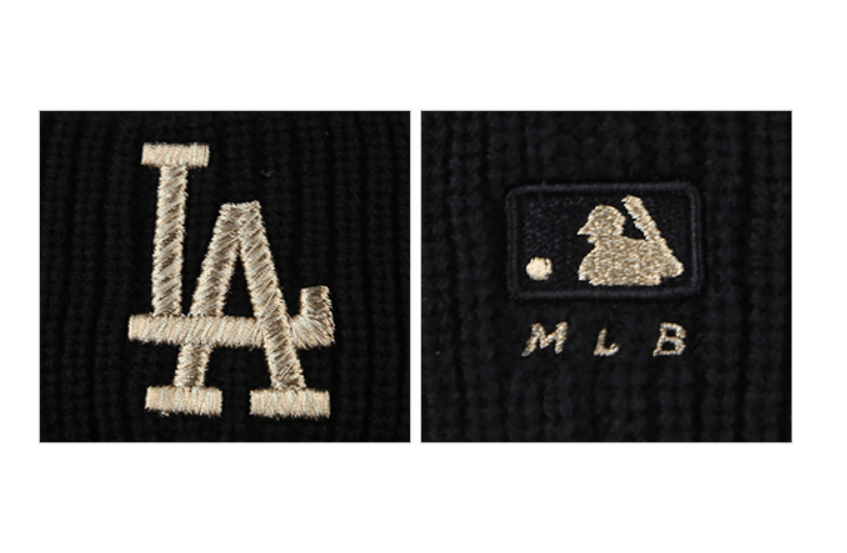 商品MLB|【享贝家】MLB 洛杉矶道奇队 LA 针织毛线帽 男女同款 黑色 3ABNM0716-07GOS,价格¥199,第3张图片详细描述