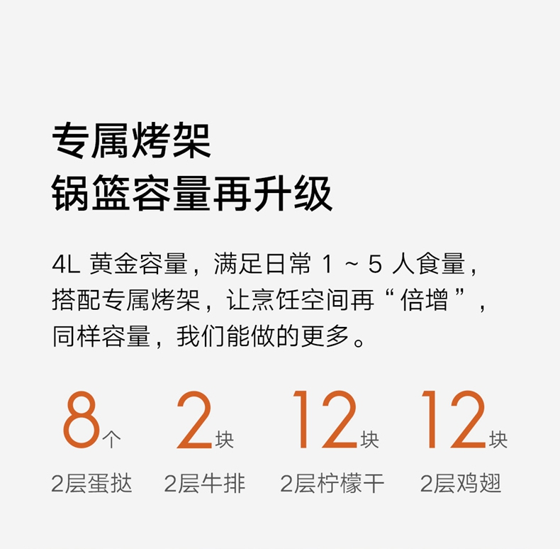 商品[国内直发] XIAOMI|小米米家智能空气炸锅Pro 新款家用4L大容量可视薯条机烤箱,价格¥737,第5张图片详细描述