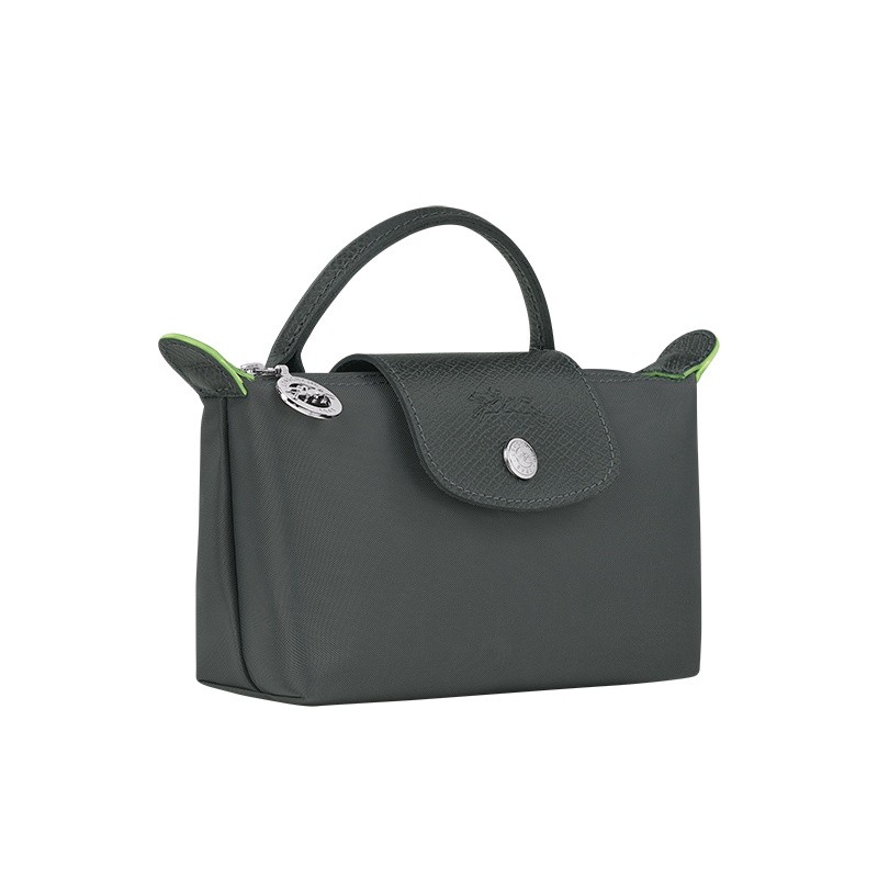 商品Longchamp|现货LONGCHAMP/珑骧 女士灰色帆布银色五金按扣拉链开合手提化妆包,价格¥675,第2张图片详细描述