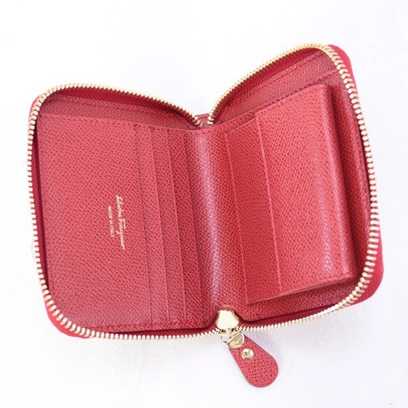 商品Salvatore Ferragamo|SALVATORE FERRAGAMO 女士红色牛皮拉链零钱包 22-D156-683547,价格¥1583,第5张图片详细描述