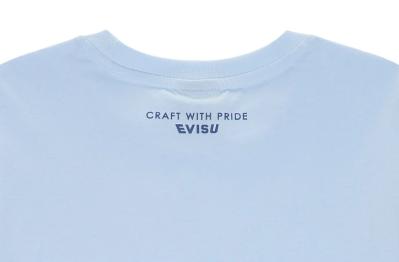 商品Evisu|【享贝家】（国内现货-QD）Evisu 福神 胸前大logo图案宽松短袖T恤 男女同款 蓝色 ET5UTS901SB,价格¥136,第4张图片详细描述