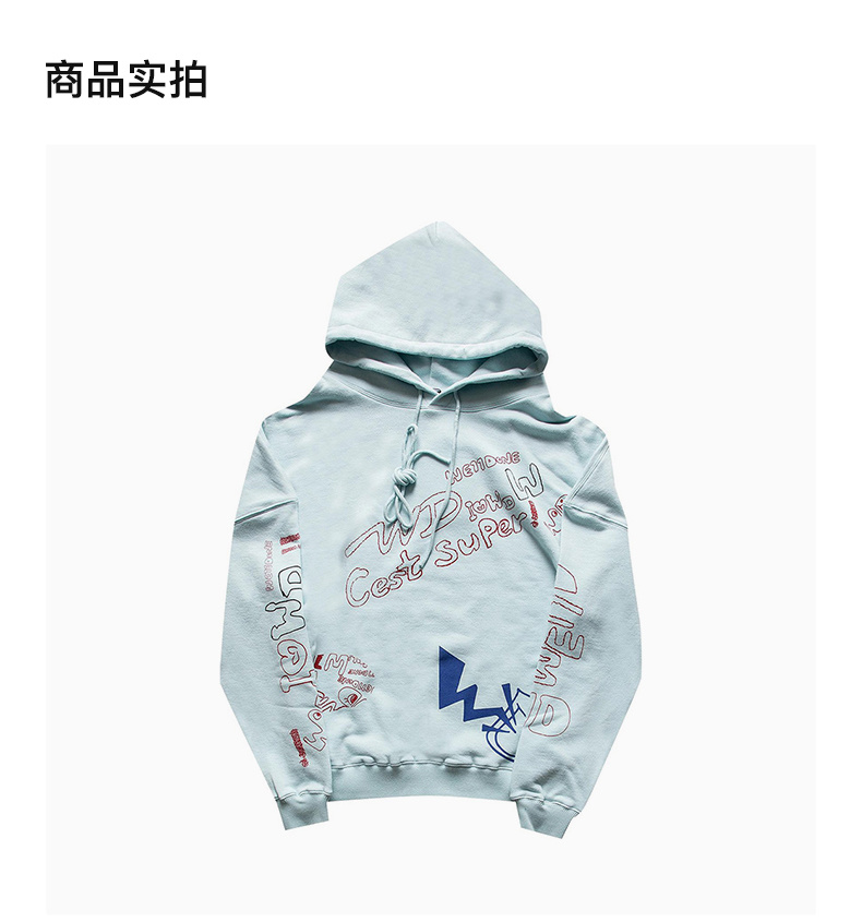商品We11done|WE11DONE 女士薄荷绿印花连帽卫衣 WD-TH0-21-528-MT 【韩国产地商品,大陆地区收货约30-40天】,价格¥1747,第6张图片详细描述