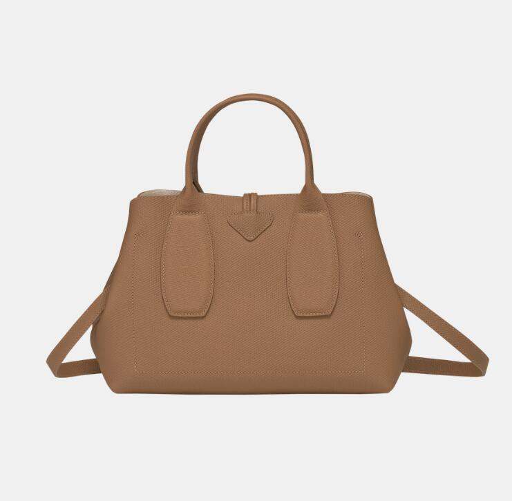 商品[国内直发] Longchamp|珑骧女士ROSEAU系列30中号牛皮革竹节扣可拆卸肩带手提单肩斜挎包比格包灰色棕色黑色10058 HPN ,价格¥3755,第17张图片详细描述