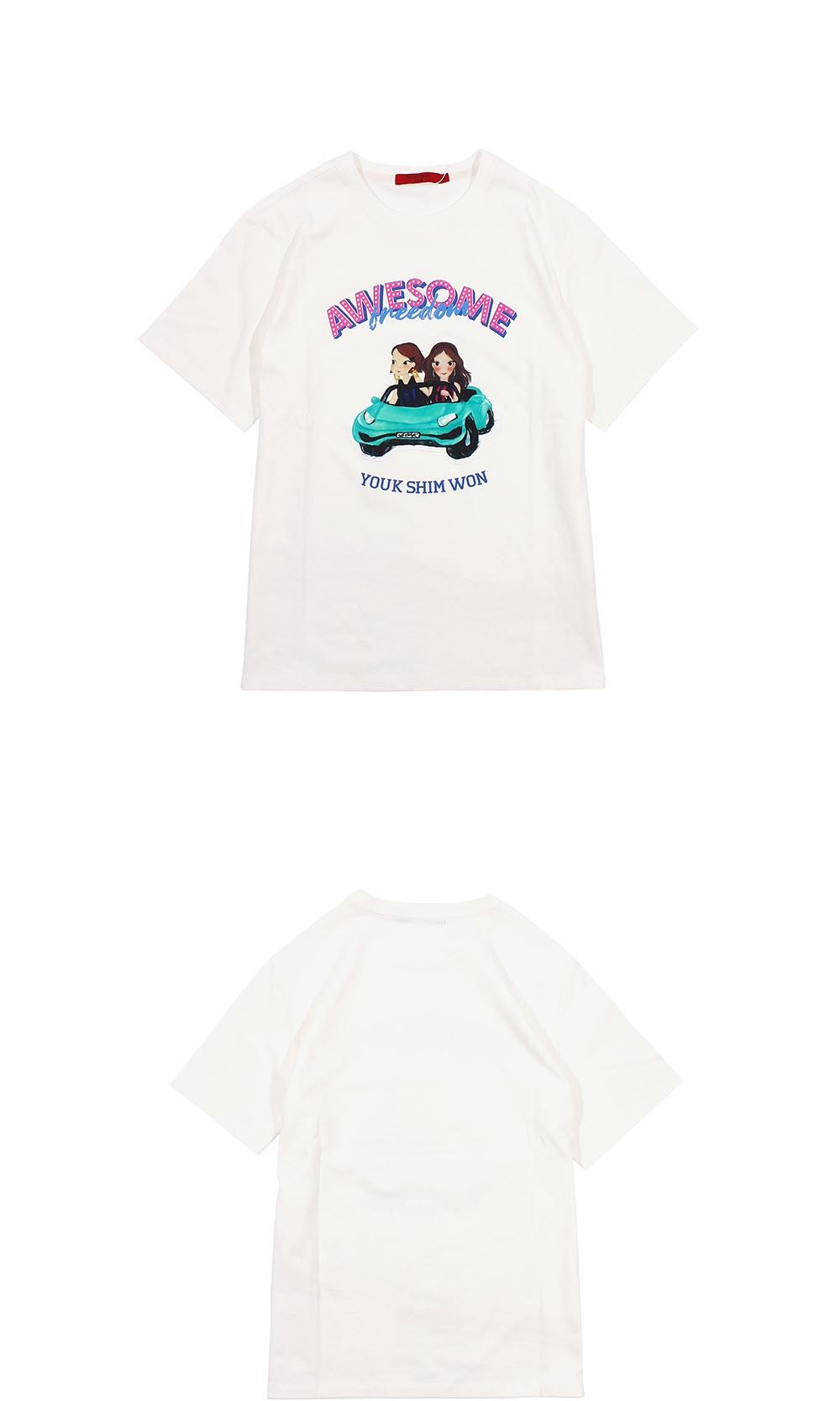 商品YOUK SHIM WON|【夏季特价|包邮包税】陆心媛 可爱少女风 AWSOME FREEDOM 小车系列 SPEEDING T 均码 三色可选,价格¥155,第14张图片详细描述