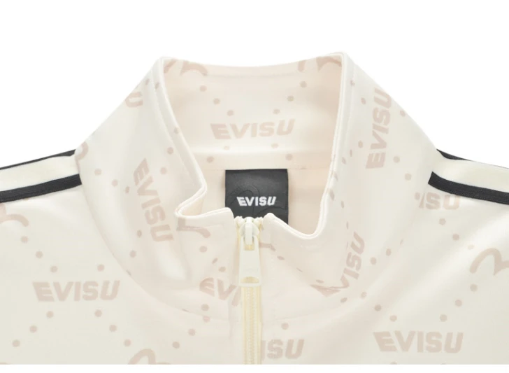 商品Evisu|【享贝家】（国内现货-LY）Evisu 福神 满印小标户外休闲运动套装卫衣外套 男女同款 米色 ET3UZT901IV,价格¥335,第3张图片详细描述