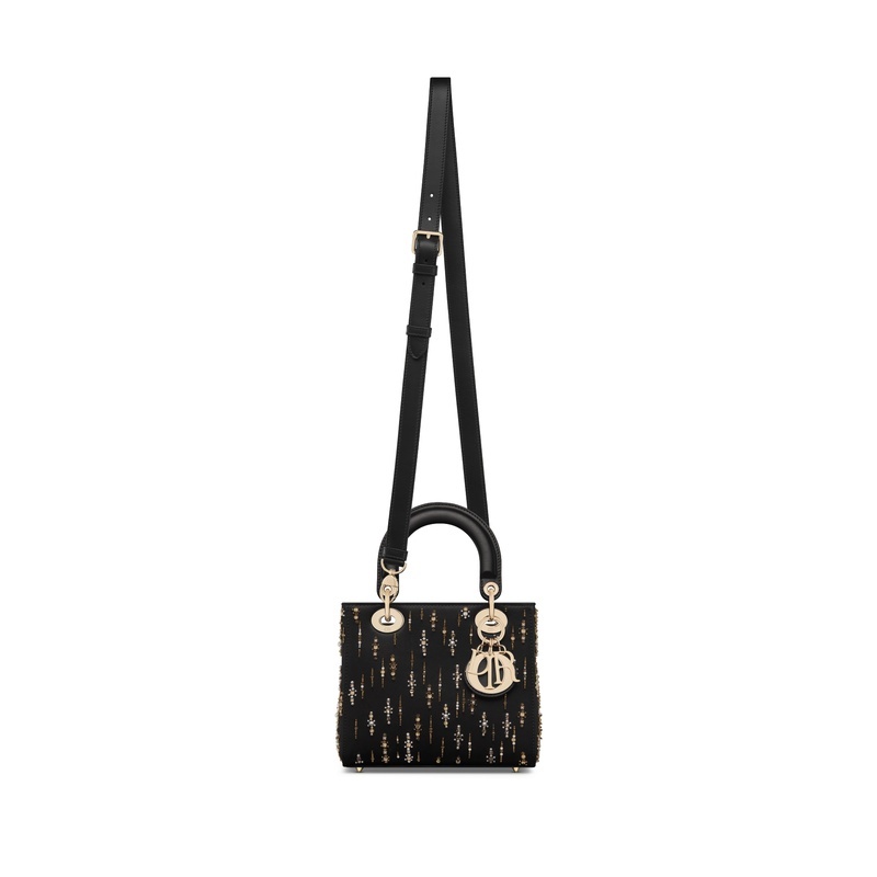 商品Dior|迪奥 Lady Dior系列女士黑色科技面料手提包 M0531OIMQ_M911,价格¥55753,第9张图片详细描述
