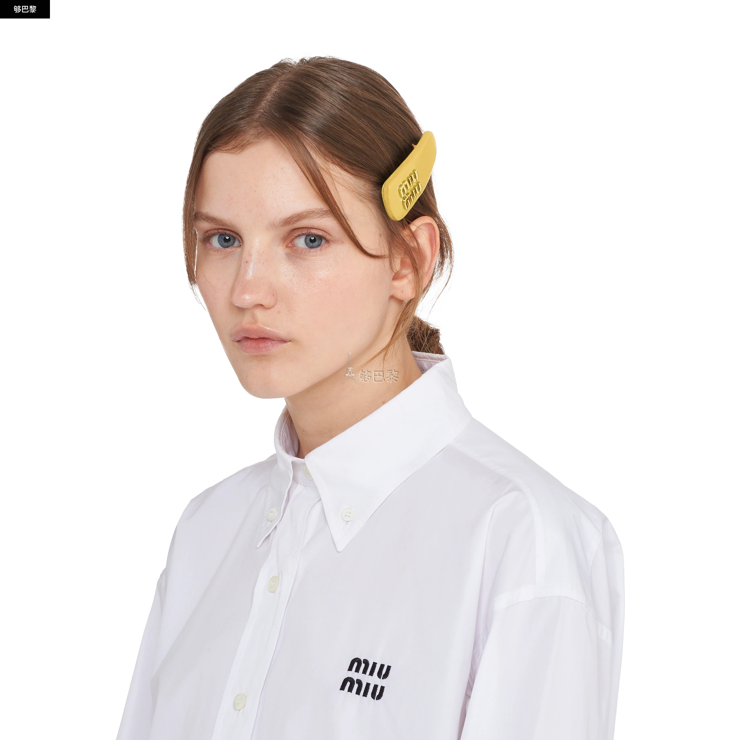 商品Miu Miu|【预售】 缪缪 24秋冬 女士 发夹 Pince à cheveux en cuir nappa 5IF092_038_F068X,价格¥2984,第5张图片详细描述