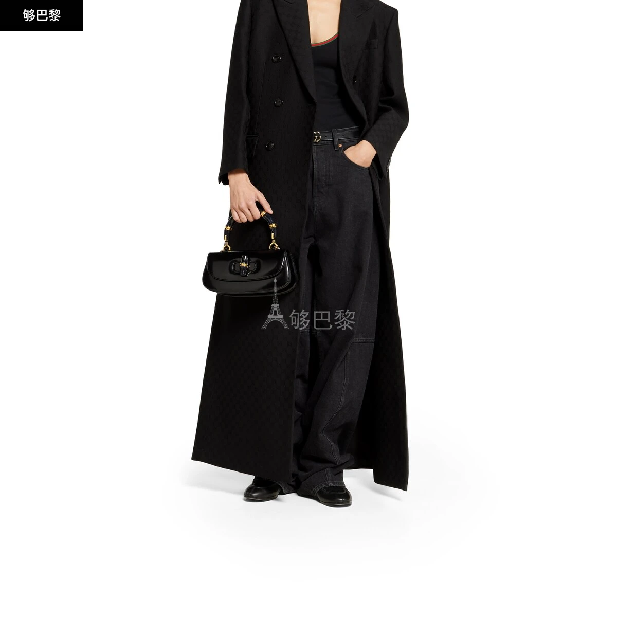 商品Gucci|【预售】 古驰 25春夏 女士 手提包 GUCCI BAMBOO DIVA系列中号手袋 827750 AAEVT 1000 ,价格¥38198,第5张图片详细描述