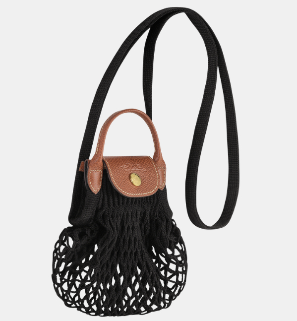 商品[国内直发] Longchamp|珑骧女士Le Pliage 17镂空网袋短柄棉质织物拼牛皮饰边手提单肩斜挎包迷你女款紫色10139 HVH ,价格¥657,第10张图片详细描述