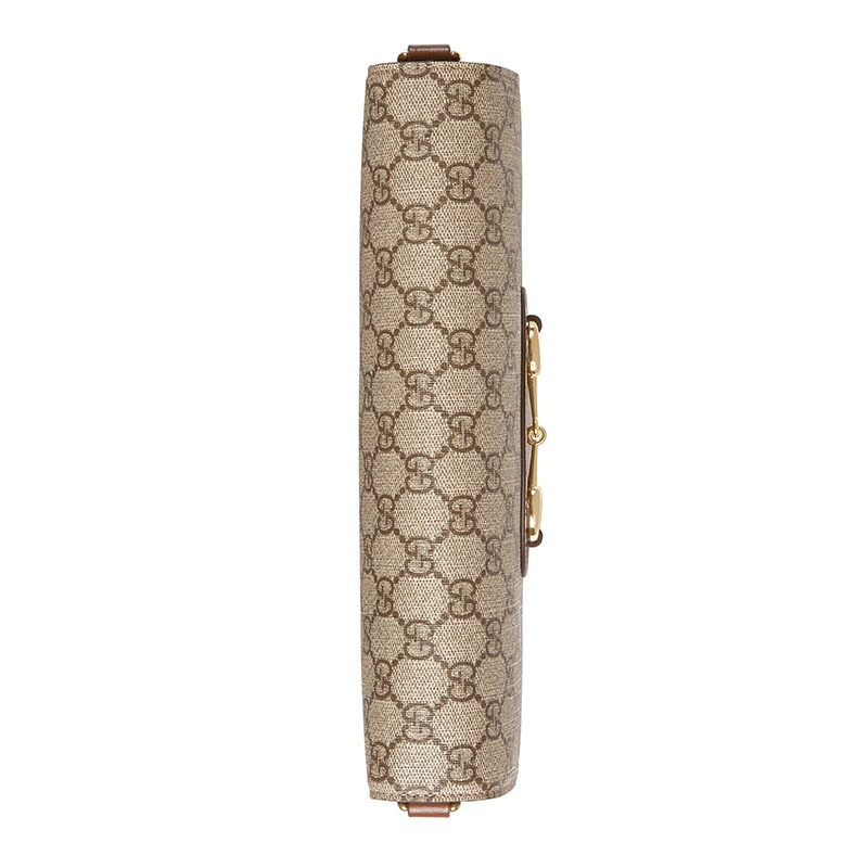 商品Gucci|GUCCI/古驰 Horsebit 1955系列 女士小号经典老花帆布翻盖马衔扣链条单肩斜挎包,价格¥16309,第4张图片详细描述