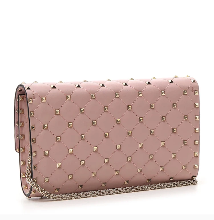 商品[国内直发] Valentino|Valentino 华伦天奴 Rockstud系列19春夏女士羊皮铆钉装饰链条包单肩斜挎包 RW2B0137-NAP-W34,价格¥10030,第6张图片详细描述