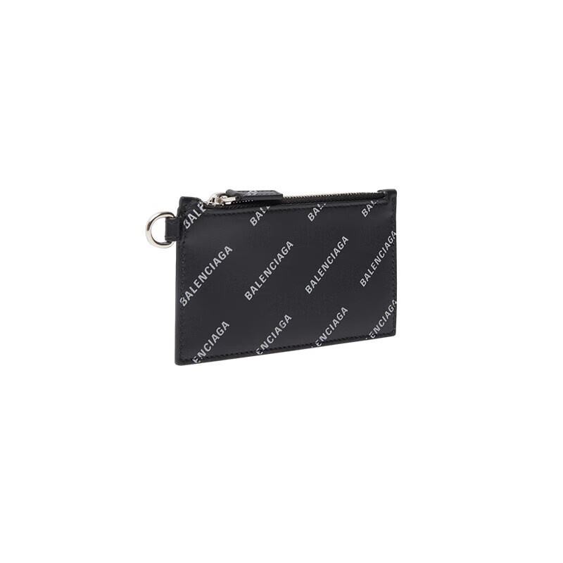 商品Balenciaga|巴黎世家（BALENCIAGA）男士黑色小牛皮反光标志钥匙圈卡包,价格¥2684,第3张图片详细描述