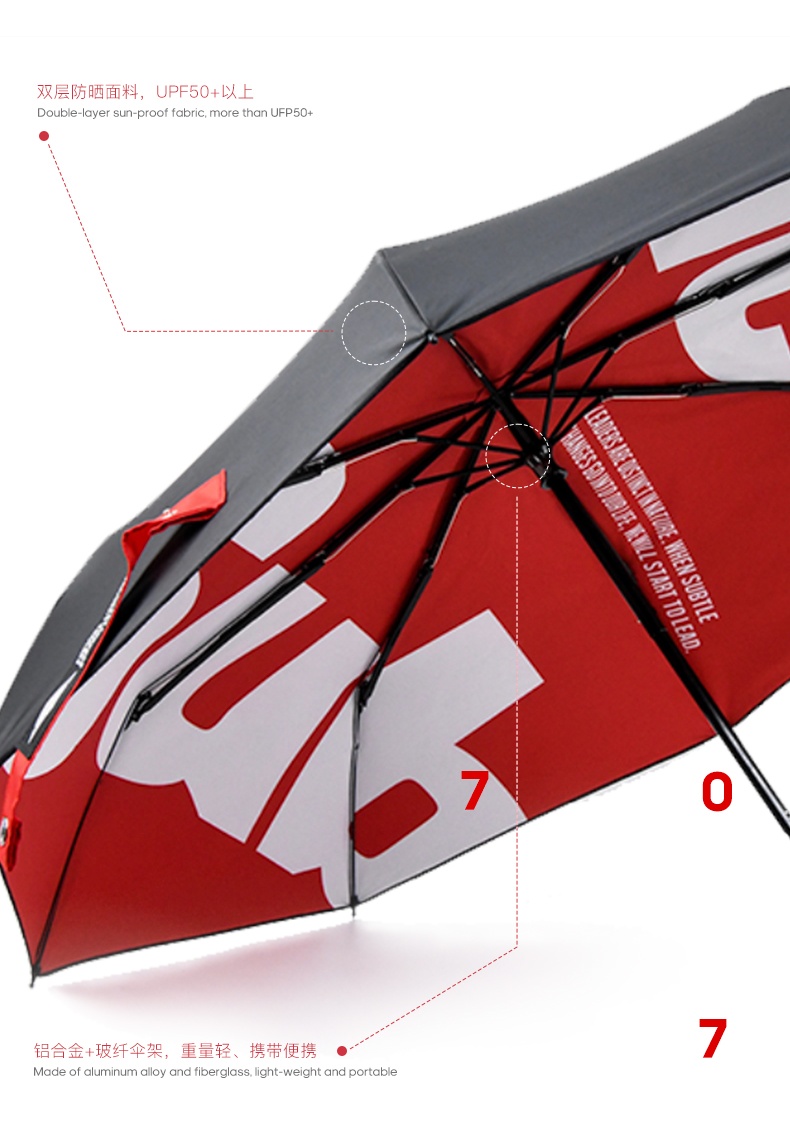 商品[国内直发] Subtle|晴雨两用伞防紫外线防晒伞女可背遮阳伞三折印花雨伞男,价格¥229,第22张图片详细描述