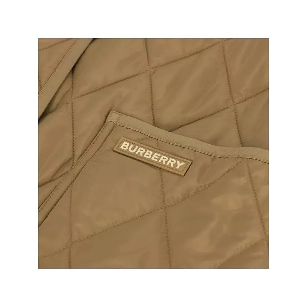 商品Burberry|Burberry博柏利 女士棕色聚酰胺绗缝徽标长款连帽棉服80945821,价格¥4011,第4张图片详细描述