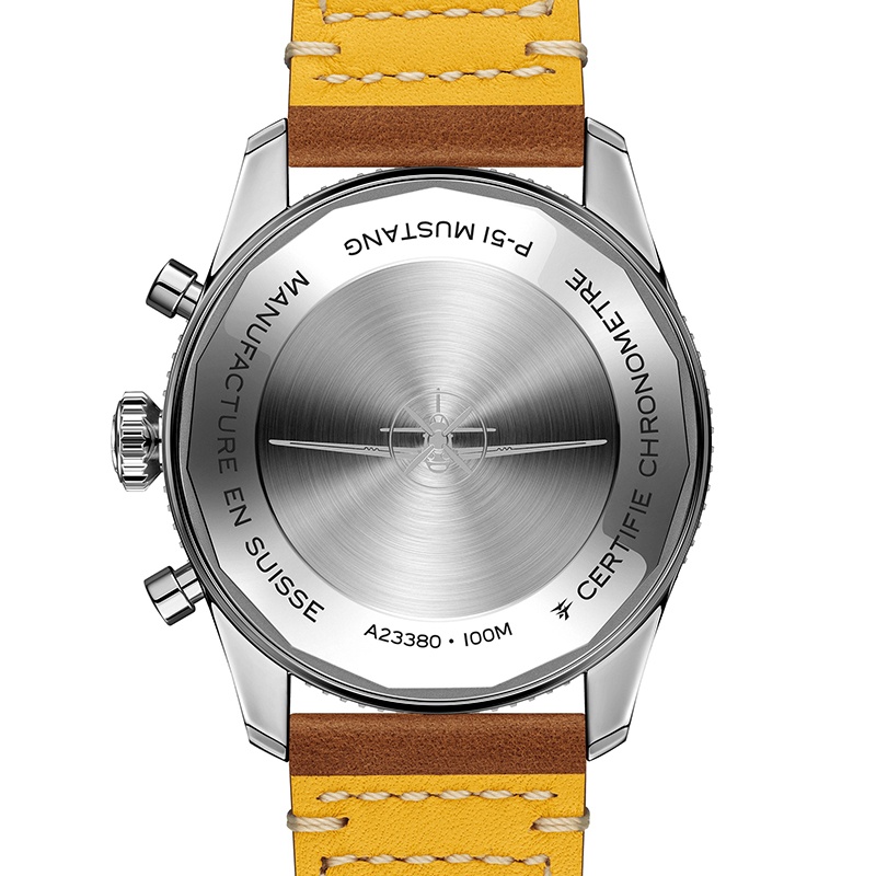 商品BREITLING|BREITLING 23新款 CLASSIC AVI系列男士浅棕色皮革表带黑色自动机精钢表盘腕表42mm,价格¥40326,第2张图片详细描述