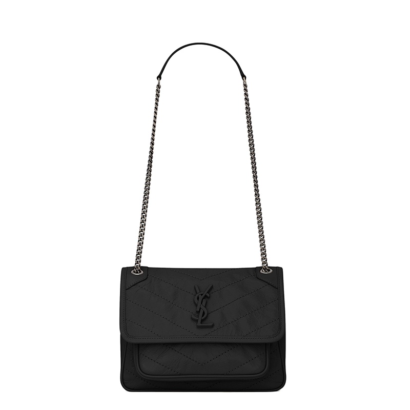 商品Yves Saint Laurent|SAINT LAURENT PARIS/圣罗兰 YSL 经典NIKI BABY系列 女士黑色褶皱复古皮革翻盖斜挎单肩包,价格¥19514,第2张图片详细描述