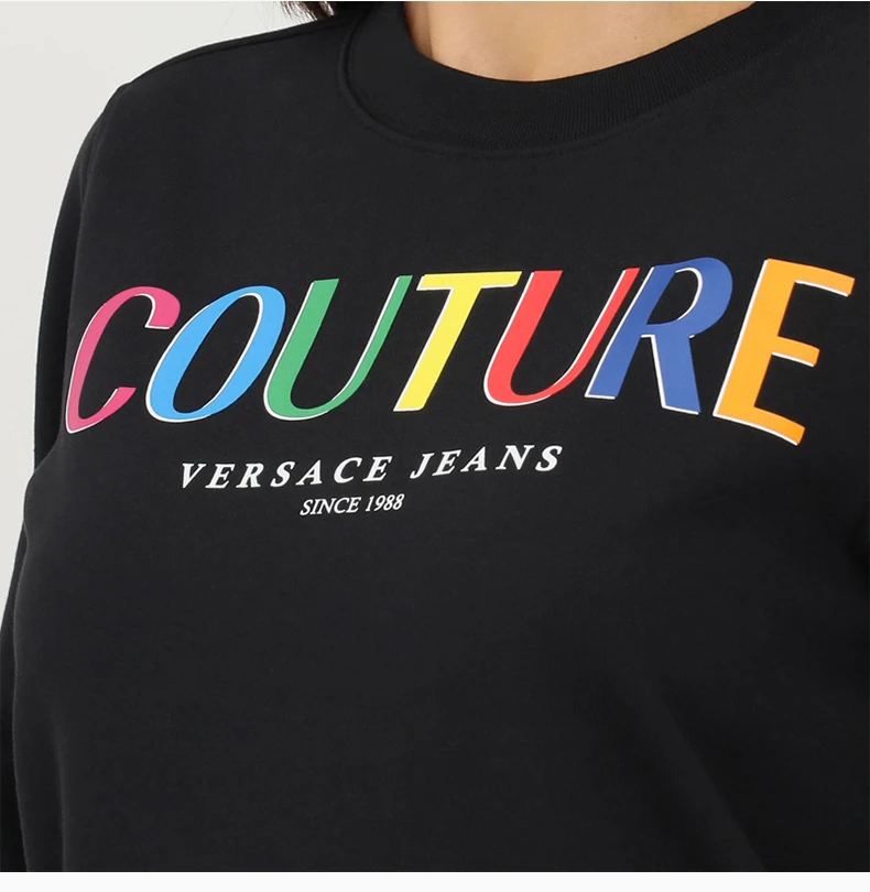 商品[国内直发] Versace|VERSACE JEANS 女士黑色彩色字母印花卫衣 71HAIP04-CF00P-899,价格¥1795,第8张图片详细描述