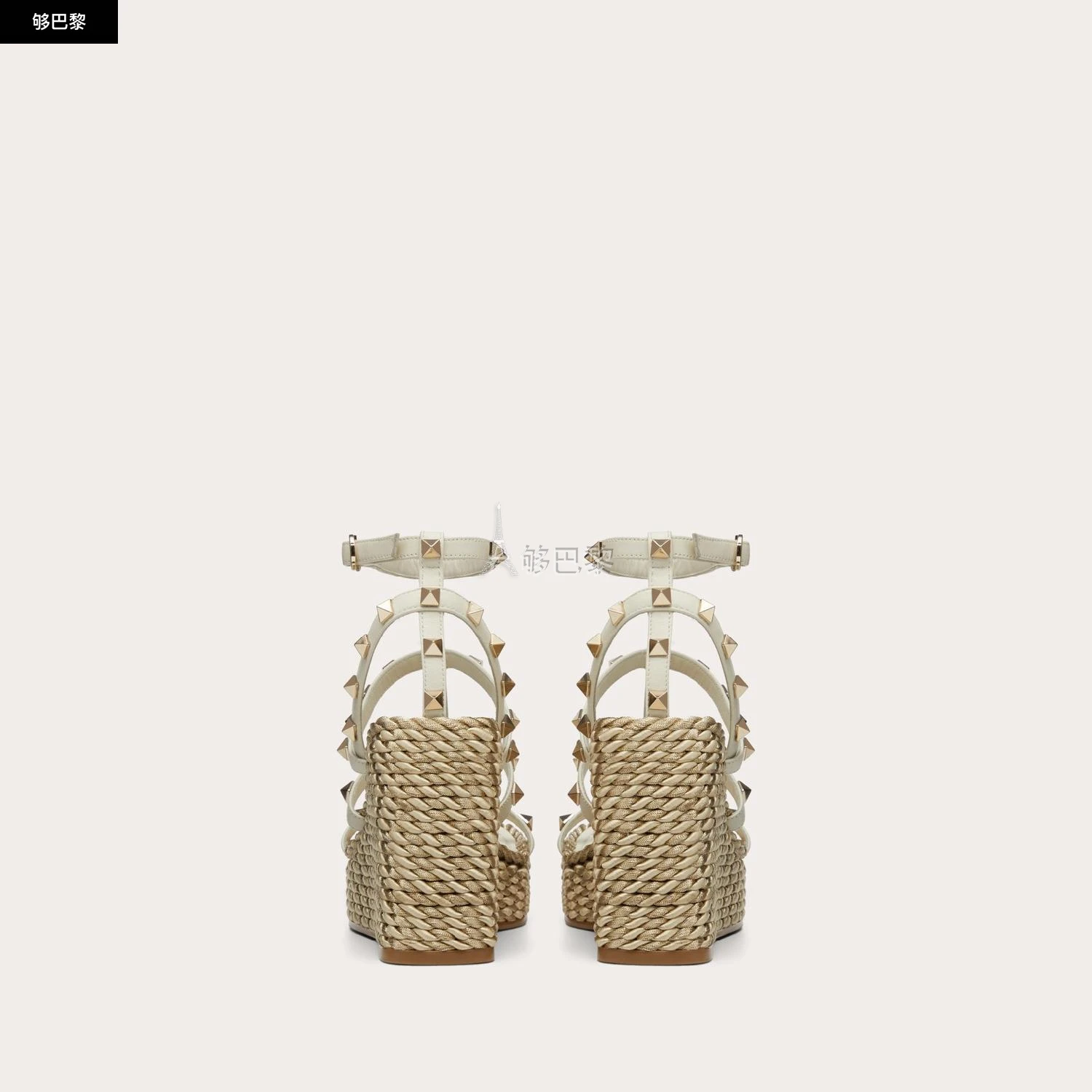 商品Valentino|【预售】 华伦天奴 25春夏 女士 坡跟鞋 SANDALES COMPENSÉES À BRIDES ROCKSTUD EN CUIR DE VEAU. TALON : 95 MM 4W2S0F95EMP_I16 ,价格¥6855,第6张图片详细描述