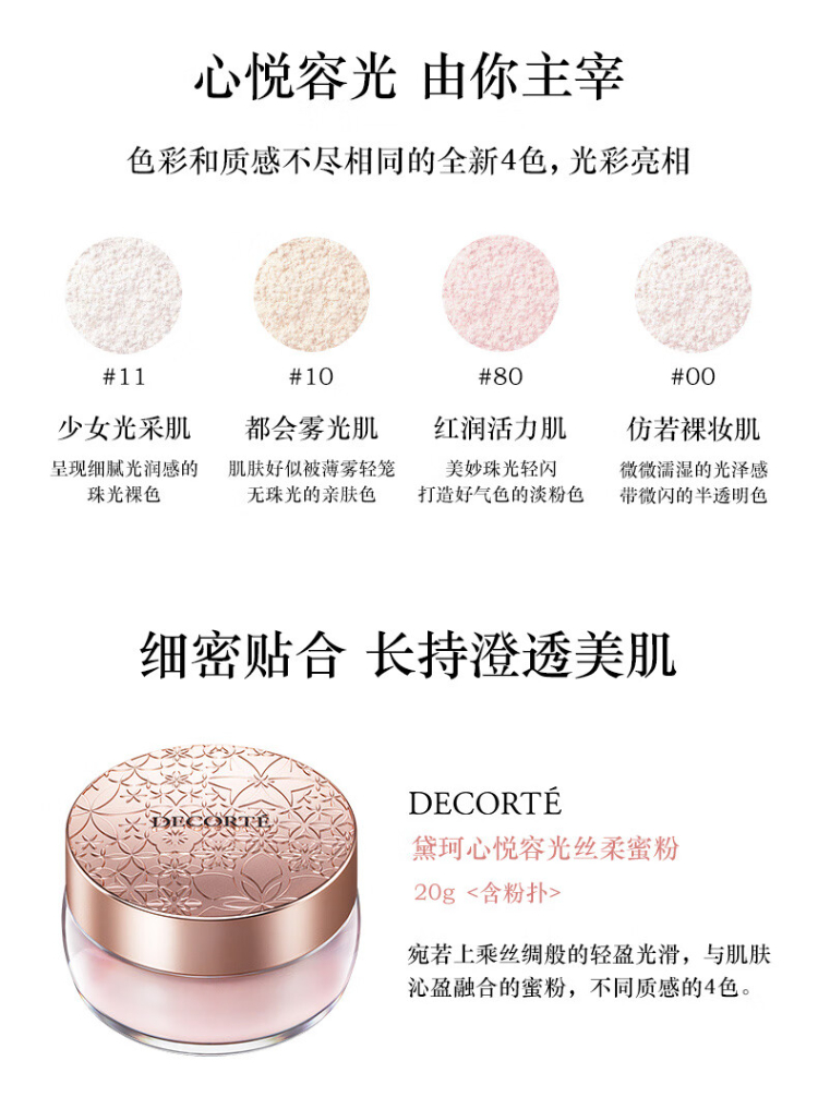 商品Cosme Decorte|COSME DECORTE 黛珂 白檀舞蝶丝绒散粉蜜粉 #00 自然哑光 20g,价格¥281,第3张图片详细描述